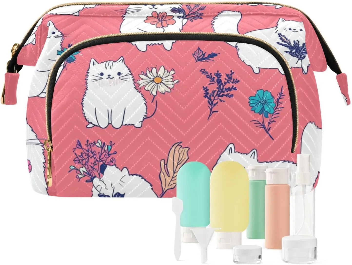 Himalayan Cats Peach Travel Bag Lightweight Travel Makeup Bags Women's Coin Purse Wallet for Personal Items Organizer