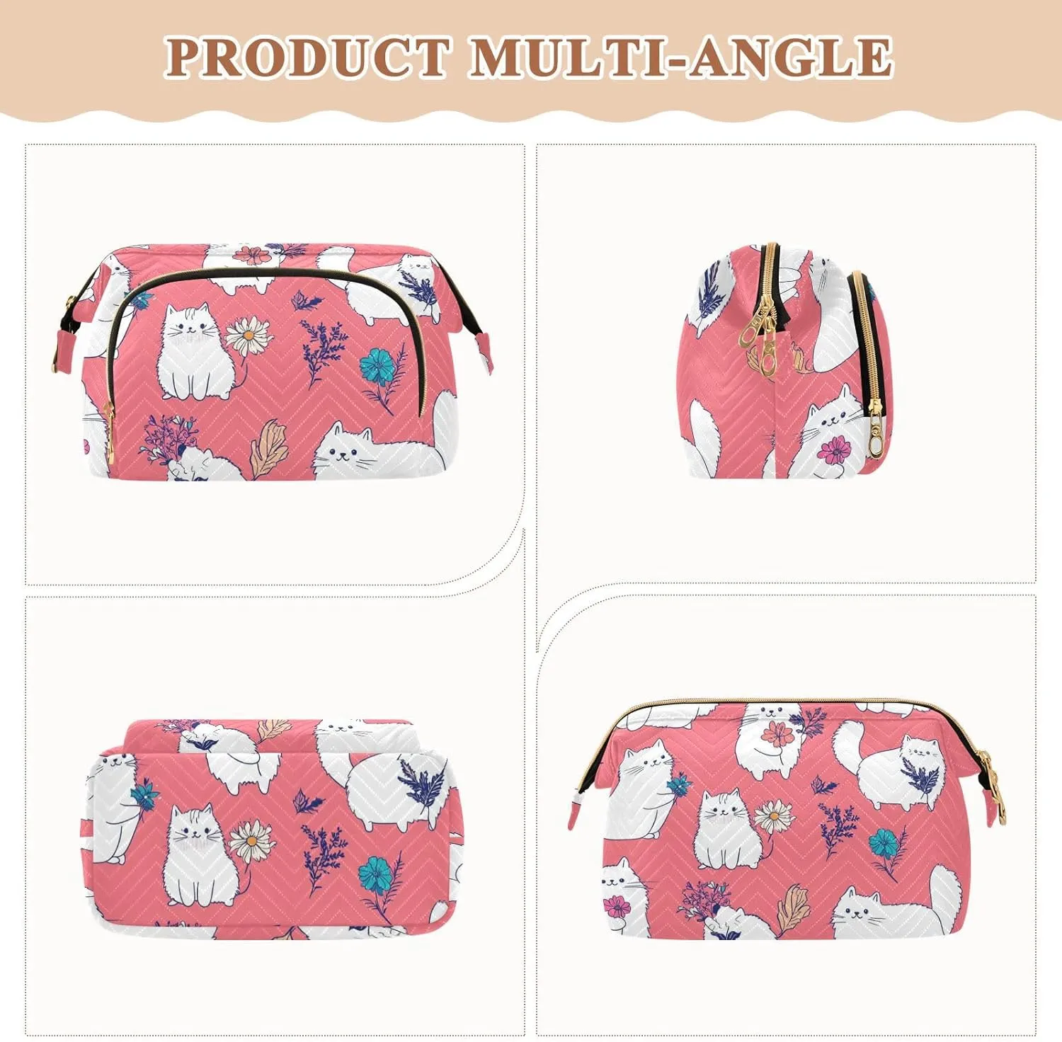 Himalayan Cats Peach Travel Bag Lightweight Travel Makeup Bags Women's Coin Purse Wallet for Personal Items Organizer