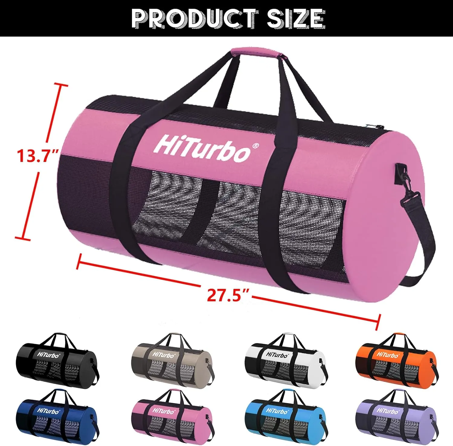 Hiturbo Mesh Dive Duffel Bag: Scuba Gear Bags for Diving, Snorkeling, Freediving and Swimming - 60L Travel Beach Pool Water Sports Equipment Bag with Shoulder Strap