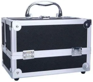 HKYH Large Aluminum Makeup Train Case Box Jewelry Cosmetic Organizer w/Mirror Cosmetic-display-cases Makeup organizer Bathroom organizer Makeup bag Storage cabinet Bathroom storage Makeup vanit