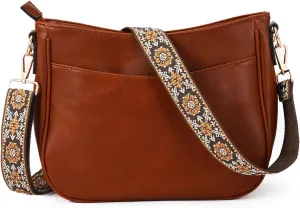 Hobo Crossbody Bags for Women Leather Shoulder Crossbody Bags with Zipper Adjustable Strap Purse for Ladies