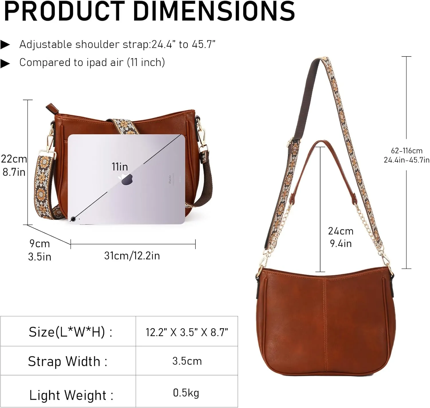 Hobo Crossbody Bags for Women Leather Shoulder Crossbody Bags with Zipper Adjustable Strap Purse for Ladies