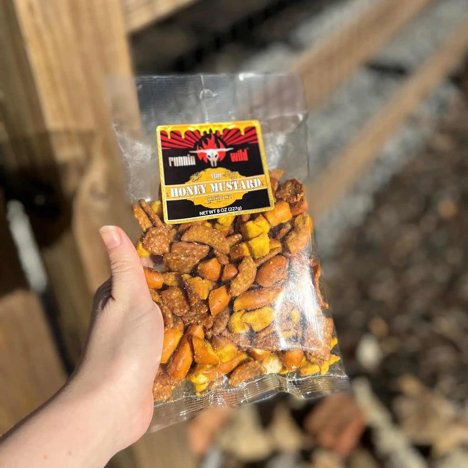 Honey Mustard Crunch Snack Mix | Honey Mustard & Onion Pretzel Pieces, Honey Roast Sesame Chips, Honey Mustard Sesame Sticks | Runnin' Wild Foods, 1.5 Pounds total (Box of 3 bags, 8oz each)