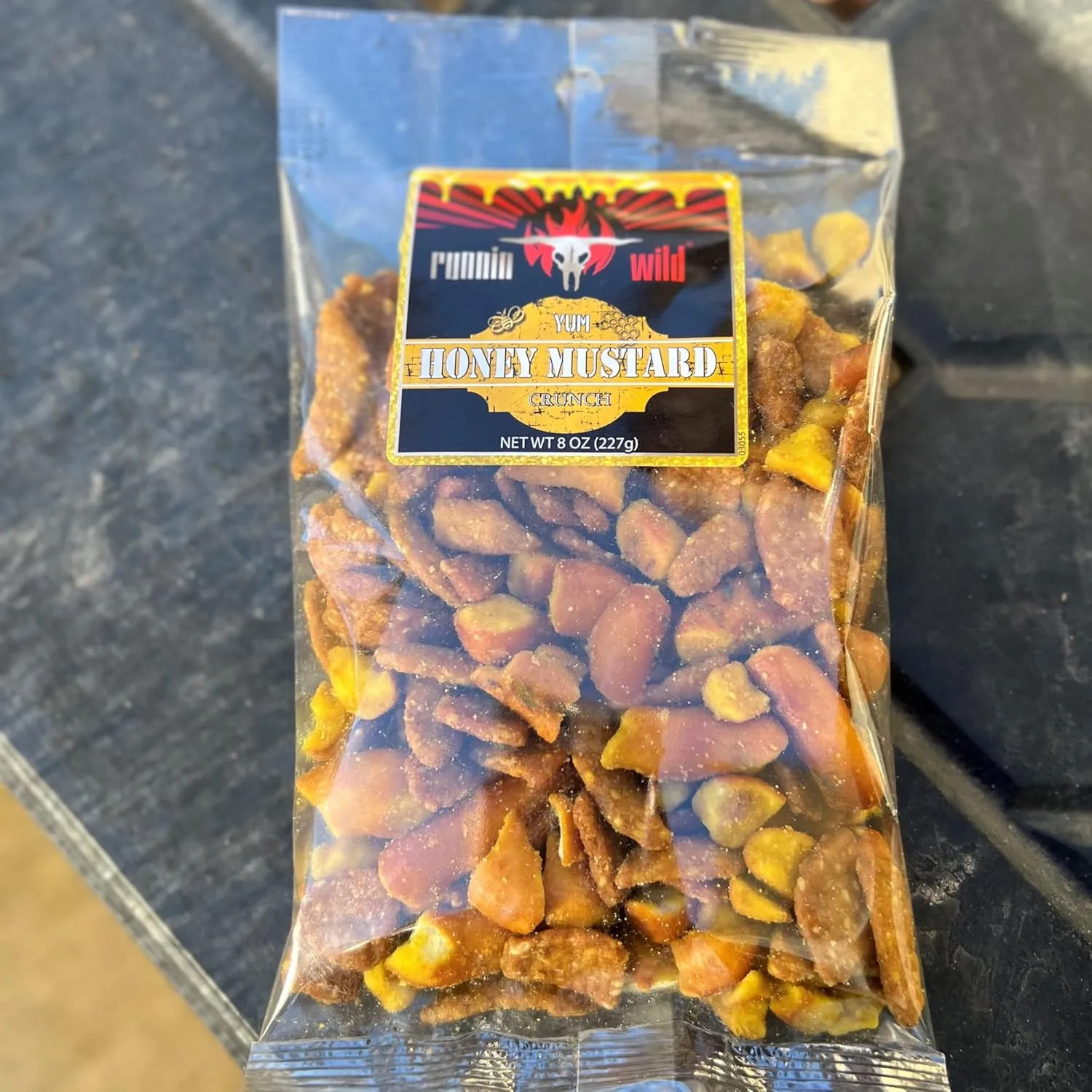 Honey Mustard Crunch Snack Mix | Honey Mustard & Onion Pretzel Pieces, Honey Roast Sesame Chips, Honey Mustard Sesame Sticks | Runnin' Wild Foods, 1.5 Pounds total (Box of 3 bags, 8oz each)