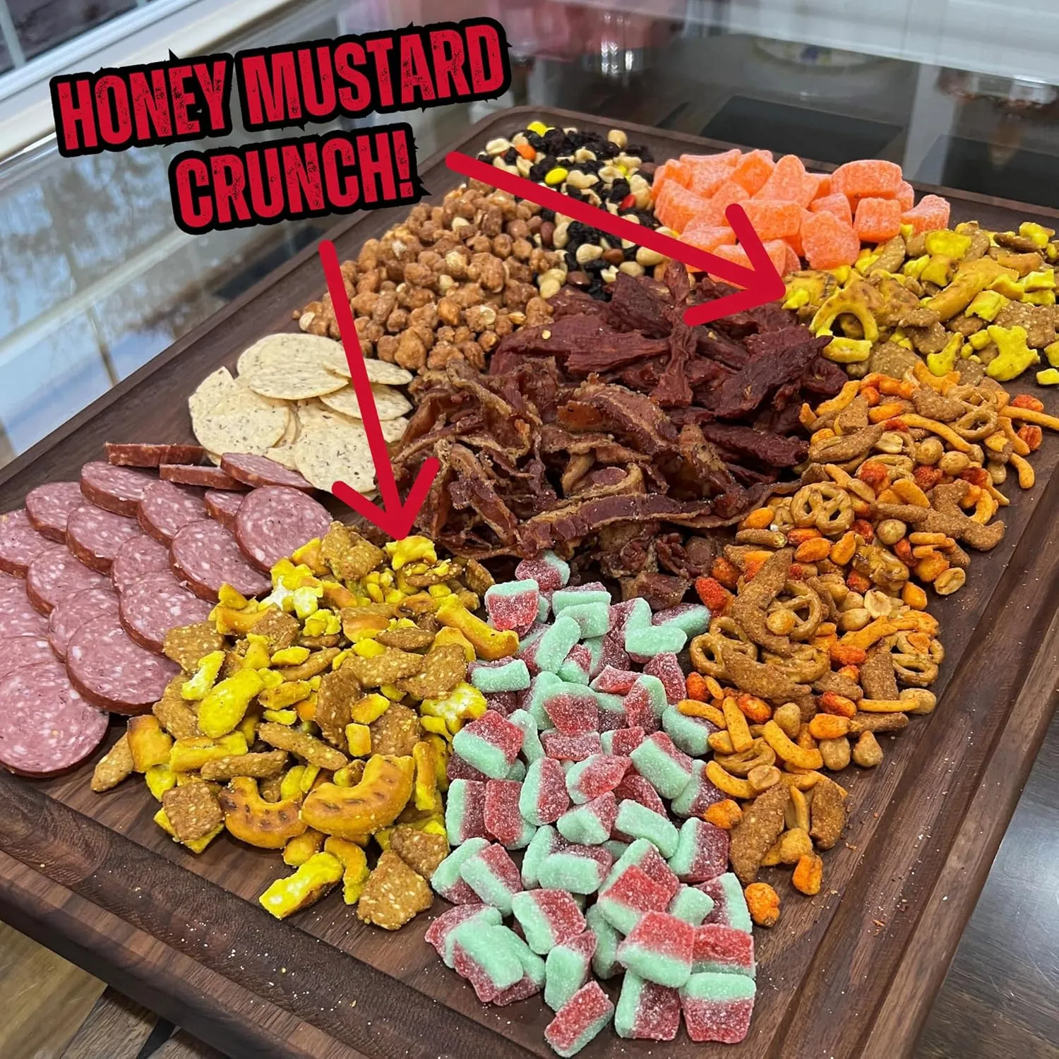 Honey Mustard Crunch Snack Mix | Honey Mustard & Onion Pretzel Pieces, Honey Roast Sesame Chips, Honey Mustard Sesame Sticks | Runnin' Wild Foods, 1.5 Pounds total (Box of 3 bags, 8oz each)