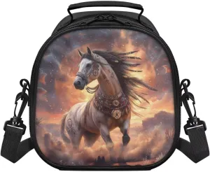Horse Kids Lunch Box Insulated Soft Bag Mini Cooler Back to School Thermal Meal Tote Kit Food Containers with Detachable Handle & Adjustable Shoulder Strap Leakproof Lunch Bags