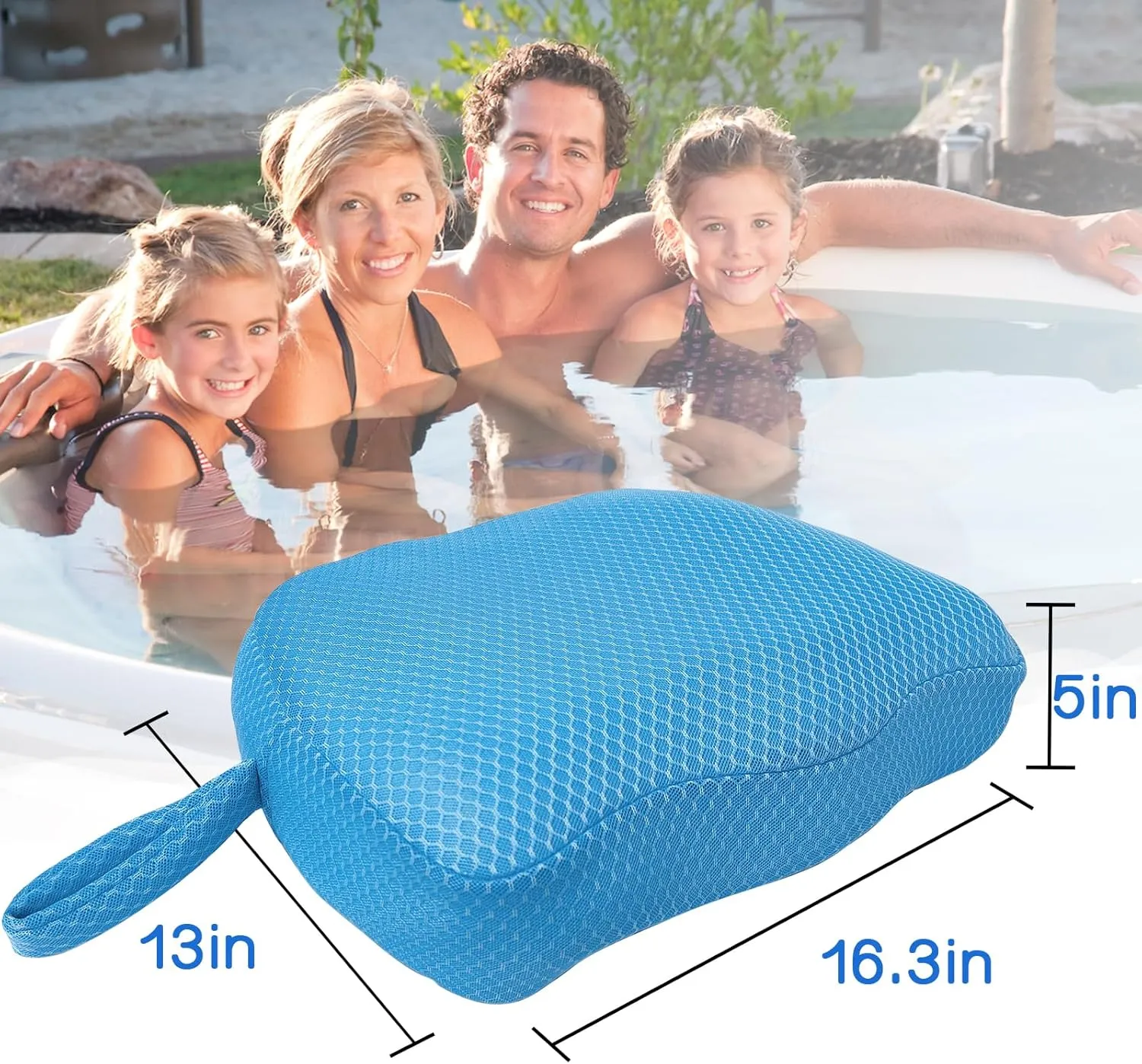 Hot Tub Booster Seat for Adults, 5 Inch Thick Supportive Cushion with Non-Slip Bottom, Weighted for Quick Sink Without Float, Spa Booster Seat for Hot Tub (Including Inflatable), Pool, Bathtub