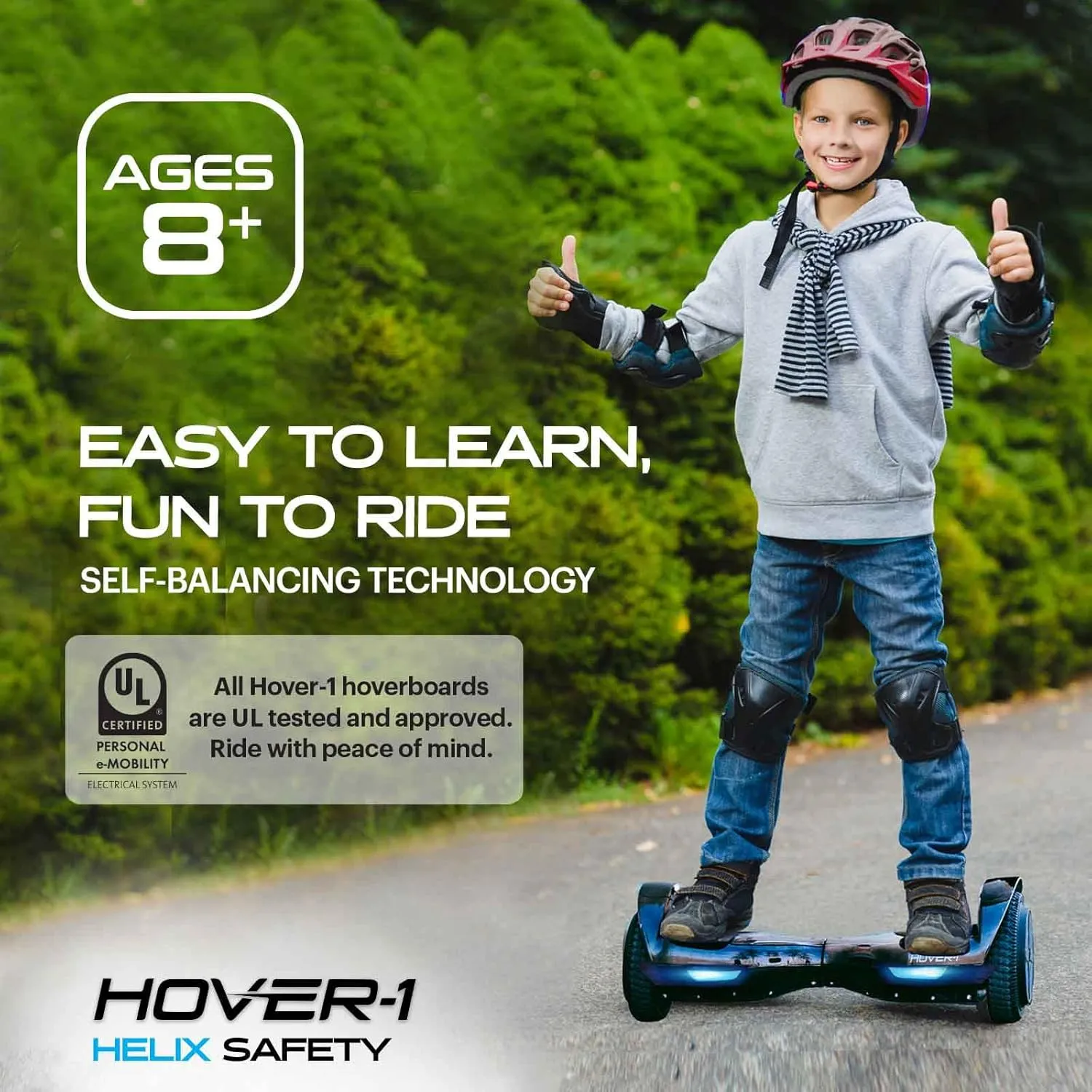 Hover-1 Helix Electric Hoverboard | 7MPH Top Speed, 4 Mile Range, 6HR Full-Charge, Built-In Bluetooth Speaker, Rider Modes: Beginner to Expert