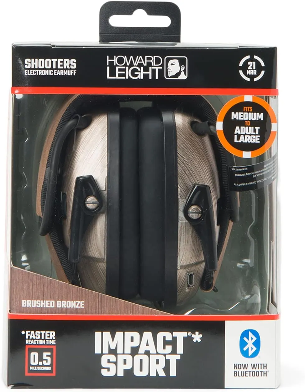 Howard Leight Impact Sport Bluetooth Shooting Earmuff, Black, 21dB Noise Attenuation, Unisex-Youth/Adults