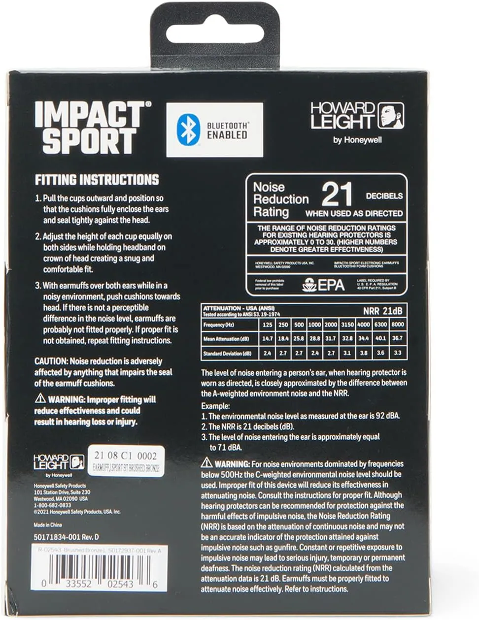 Howard Leight Impact Sport Bluetooth Shooting Earmuff, Black, 21dB Noise Attenuation, Unisex-Youth/Adults