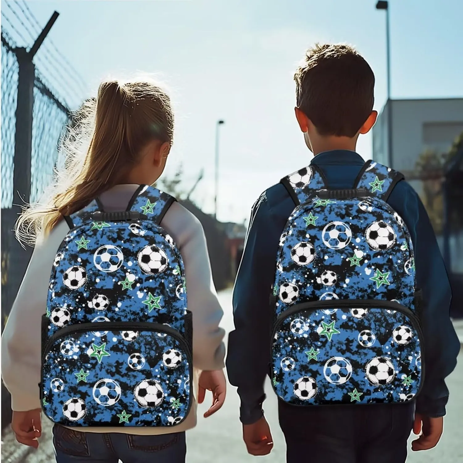 HUGS IDEA Camo Football Boys Backpack for School Kids 15 Inch Bookbag for Kindergarten Lightweight Backpack for Boys 4-6 Multifunctional School Bag with Lunchbox 4Pcs Book Bags Set