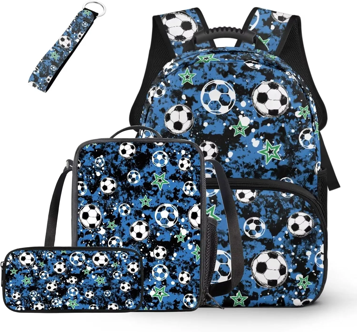 HUGS IDEA Camo Football Boys Backpack for School Kids 15 Inch Bookbag for Kindergarten Lightweight Backpack for Boys 4-6 Multifunctional School Bag with Lunchbox 4Pcs Book Bags Set
