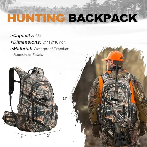 Hunting Backpack for Men,Waterproof Camo Backpacks for Hunt w/ Rain Cover