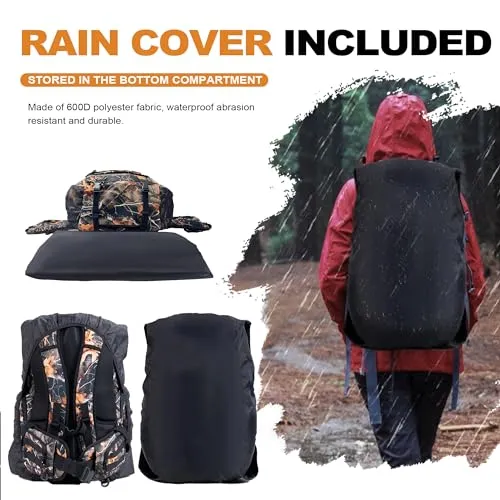 Hunting Backpack for Men,Waterproof Camo Backpacks for Hunt w/ Rain Cover