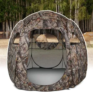 Hunting Blind 1-3 Person See Through Quick Set Pop up Ground Blinds for Deer Turkey Duck Hunting, Bow Hunting Adjust Windows with Silent Zipper