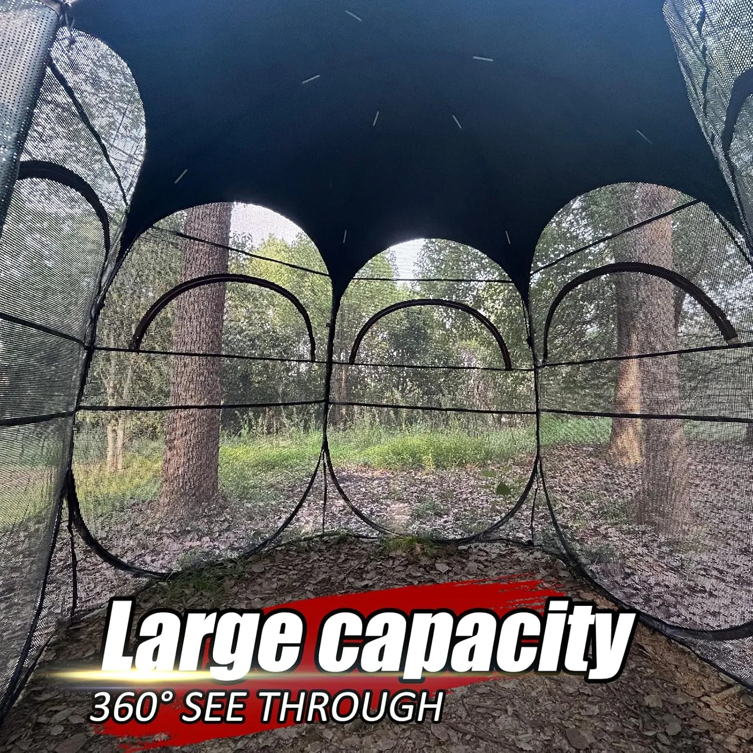 Hunting Blind 1-3 Person See Through Quick Set Pop up Ground Blinds for Deer Turkey Duck Hunting, Bow Hunting Adjust Windows with Silent Zipper