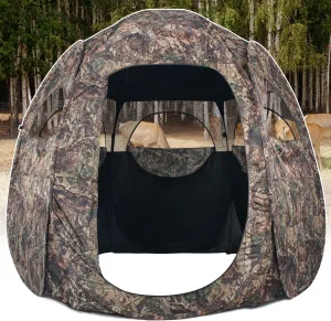 Hunting Blind 1-3 Person See Through Quick Set Pop up Ground Blinds for Deer Turkey Duck Hunting, Bow Hunting Adjust Windows with Silent Zipper