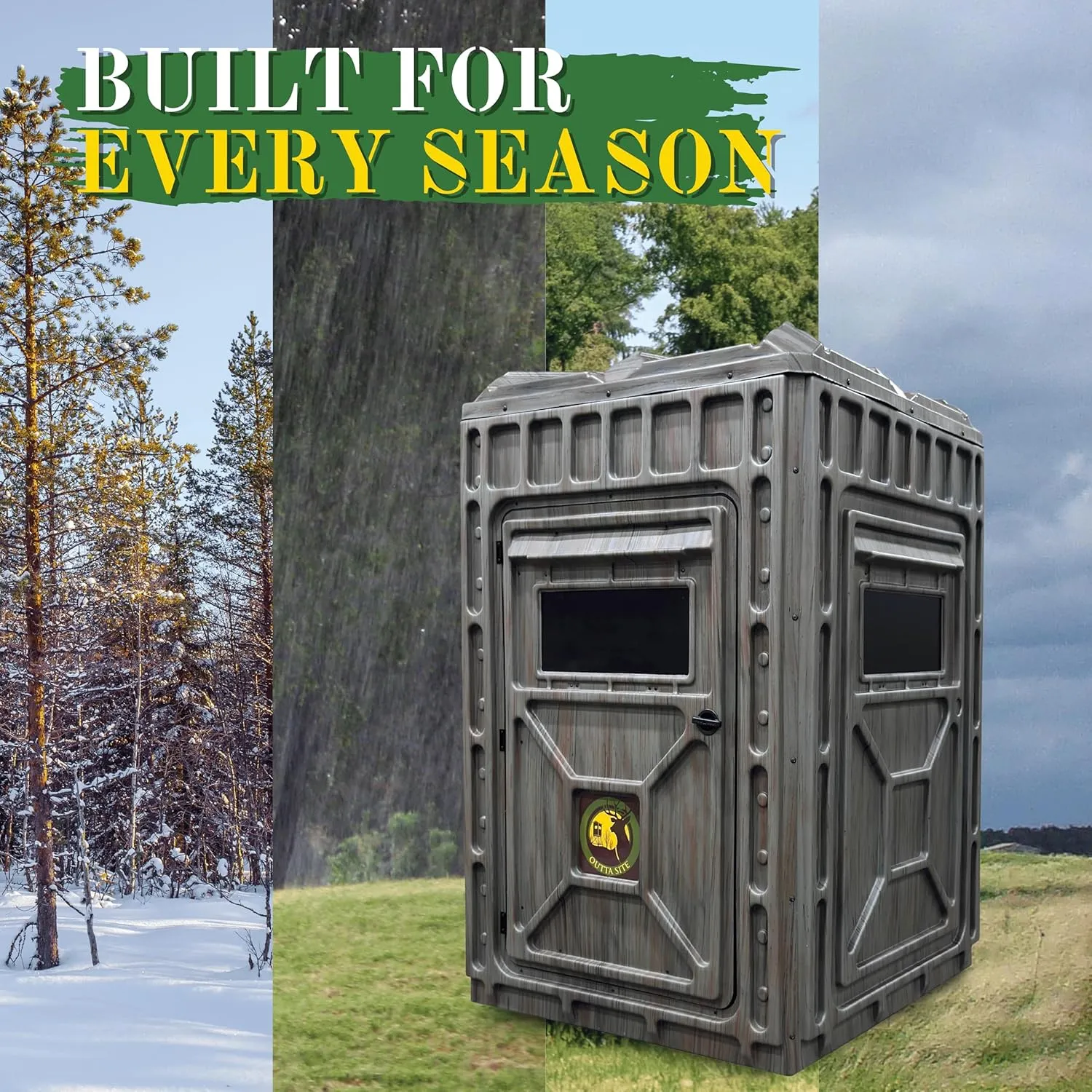 Hunting Blind – 4 & 5 Sided High Density Plastic Hunting Blind – 1-2 & 2-3 Person Hard-Sided Ground Blind for Deer, Turkey Hunting – 360 Views – Arctic Snow Camo, Habitat Olive, Thicket Oak