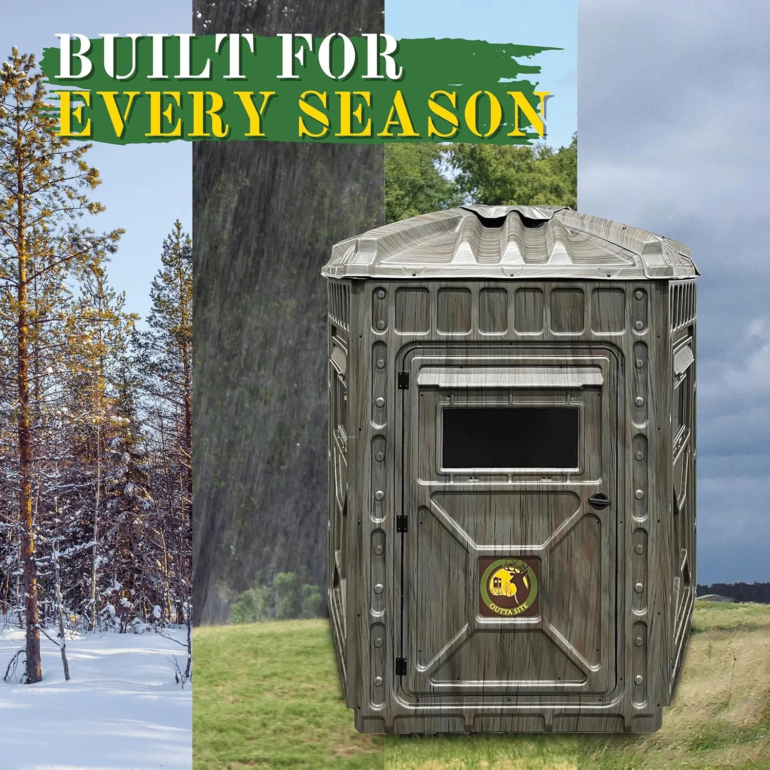 Hunting Blind – 4 & 5 Sided High Density Plastic Hunting Blind – 1-2 & 2-3 Person Hard-Sided Ground Blind for Deer, Turkey Hunting – 360 Views – Arctic Snow Camo, Habitat Olive, Thicket Oak