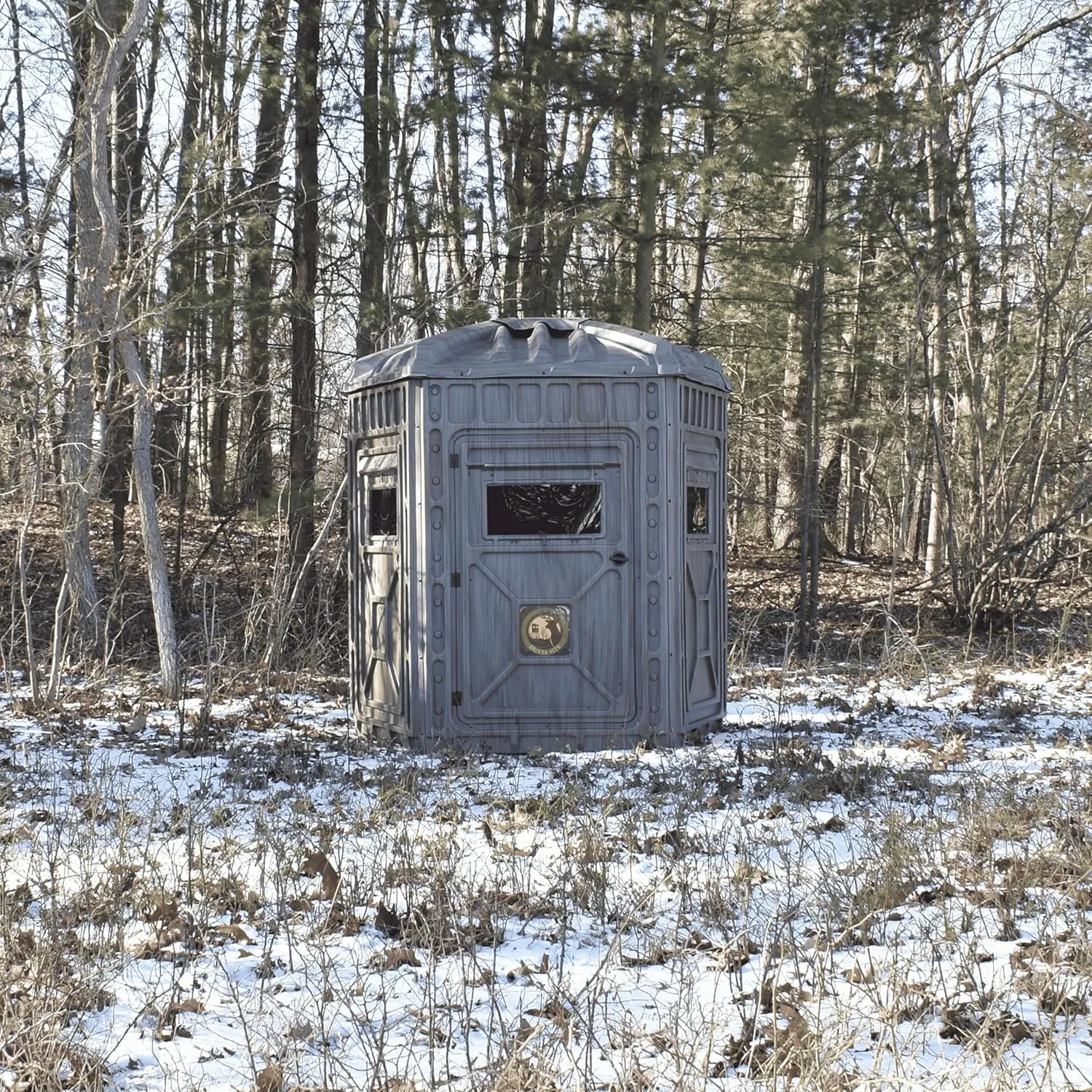 Hunting Blind – 4 & 5 Sided High Density Plastic Hunting Blind – 1-2 & 2-3 Person Hard-Sided Ground Blind for Deer, Turkey Hunting – 360 Views – Arctic Snow Camo, Habitat Olive, Thicket Oak