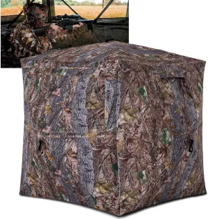 Hunting Blind See Through Ground Blind with Carrying Bag, 1-3 Person Pop Up Deer Blind 270 Degree, Portable Hunting Tent for Deer & Turkey Hunting