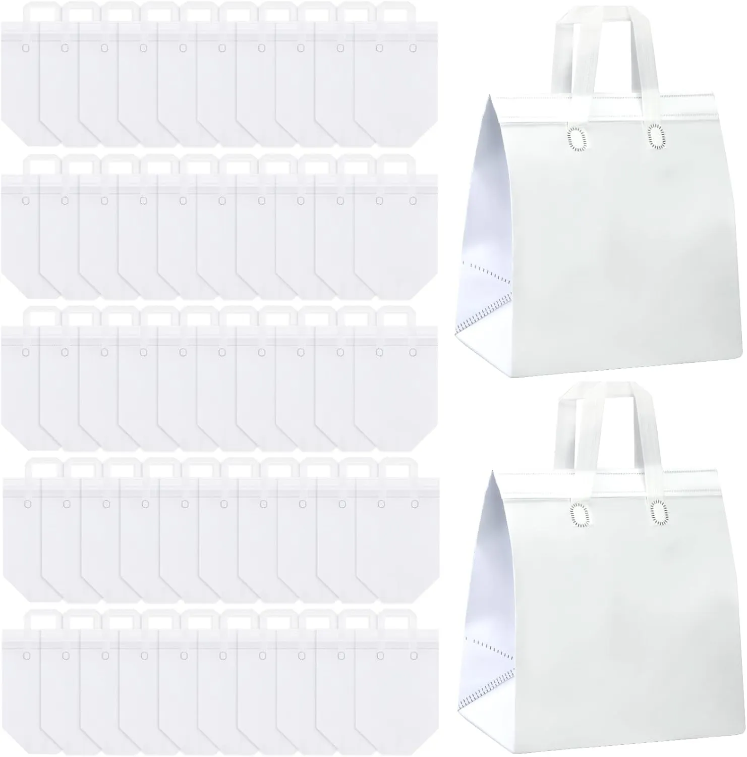 Hushee 200 Pcs Insulated Take out Bags Bulk Thermal Insulation Take Away Bags Disposable Cooler Bags 10.24x11.02x6.69 Inch for Grocery Lunch Hot Cold Frozen Food Delivery Shipping(White)