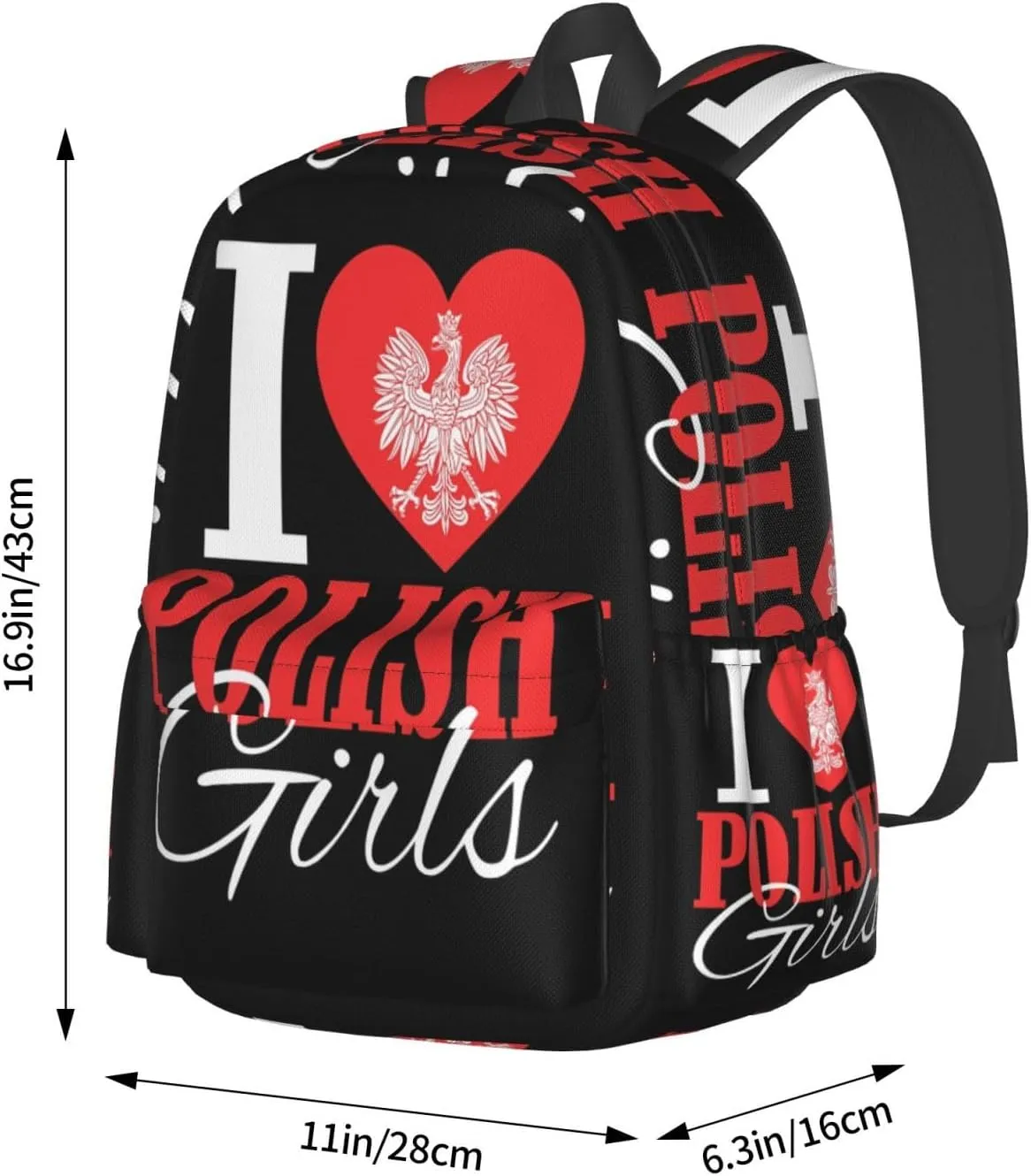 I Love Polish Womens Laptop Backpack Work Travel Backpacks Business Rucksack Casual Outdoor Daypack with Adjustable Strap Bags for Sports Office Gym Hiking