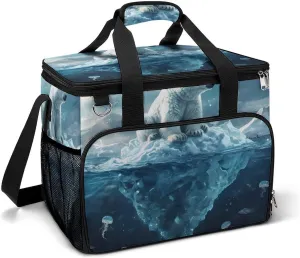 Icebergs And Polar Bears Leakproof Camping Backpack Travel Cooler Bag Beach Food Storage Lunch Pack