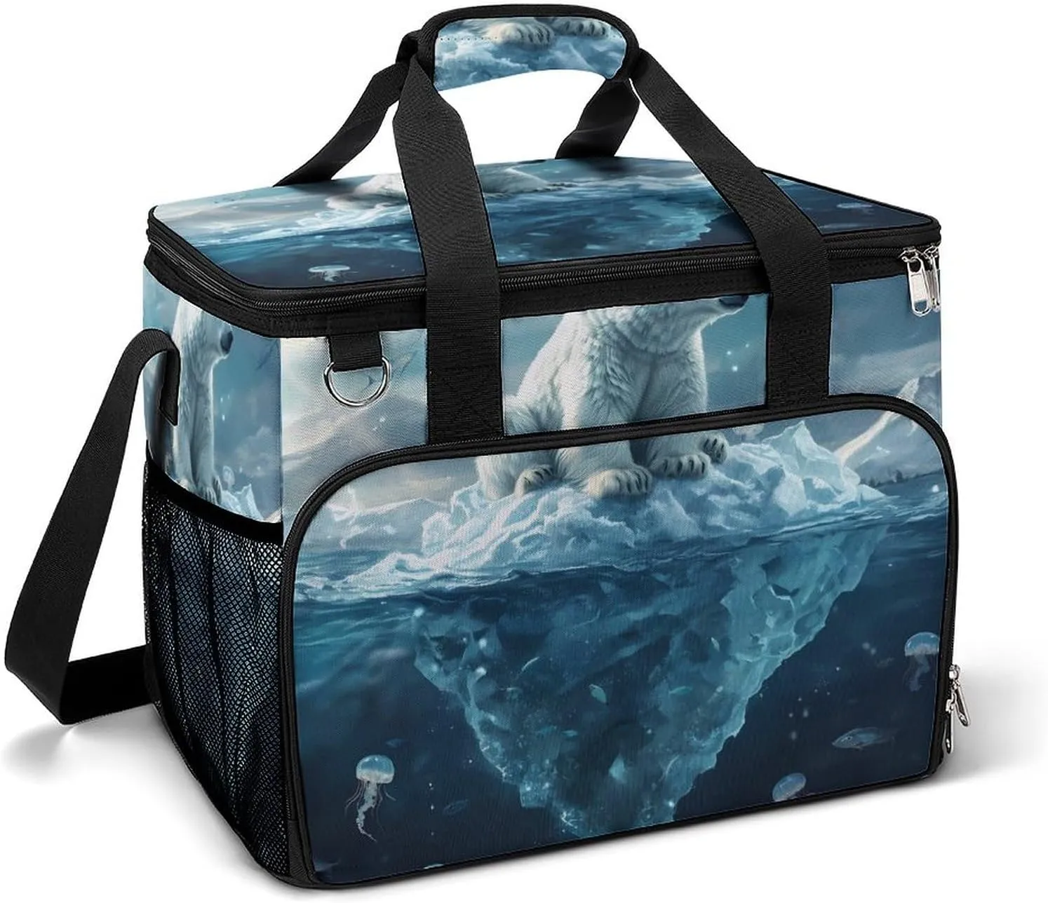 Icebergs And Polar Bears Leakproof Camping Backpack Travel Cooler Bag Beach Food Storage Lunch Pack