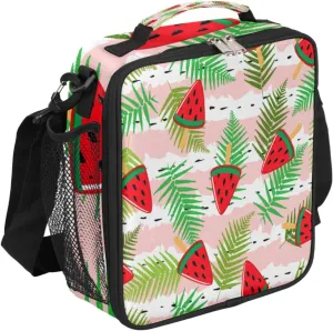 Icecream Watermelon Lunch Bag Fern Leaves Insulated Lunch Box Tote Bag Waterproof Reusable Thermal Lunchbox