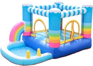 Inflatable Bouncy Castle Small Inflatable Children's Inflatable Trampoline Trampoline Safety Smooth Toy with A Hair Dryer Indoor Or Outdoor Swimming P