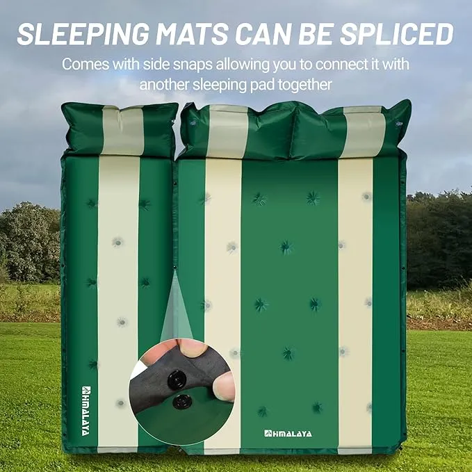 Inflatable Camping Sleeping Mat Compact Camping Pad for Backpacking Hiking Lightweight Sleep Pad Camping Air Mattress 2 Person with Pillow Foam Sleeping Mat