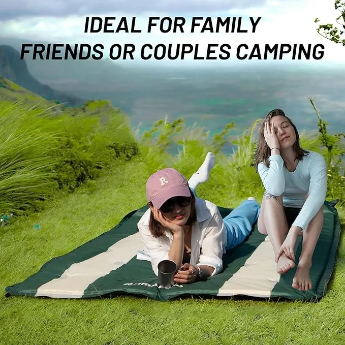 Inflatable Camping Sleeping Mat Compact Camping Pad for Backpacking Hiking Lightweight Sleep Pad Camping Air Mattress 2 Person with Pillow Foam Sleeping Mat