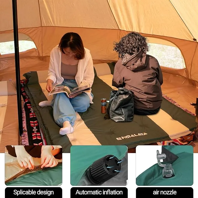 Inflatable Camping Sleeping Mat Compact Camping Pad for Backpacking Hiking Lightweight Sleep Pad Camping Air Mattress 2 Person with Pillow Foam Sleeping Mat
