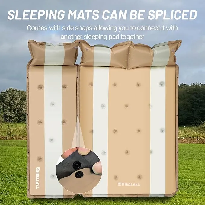 Inflatable Camping Sleeping Mat Compact Camping Pad for Backpacking Hiking Lightweight Sleep Pad Camping Air Mattress 2 Person with Pillow Foam Sleeping Mat