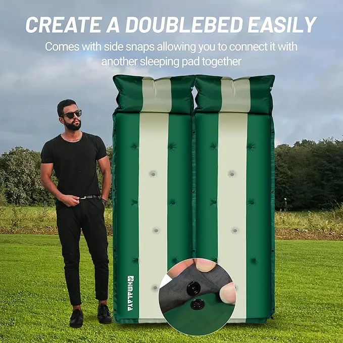 Inflatable Camping Sleeping Mat Compact Camping Pad for Backpacking Hiking Lightweight Sleep Pad Camping Air Mattress with Pillow Foam Sleeping Mat