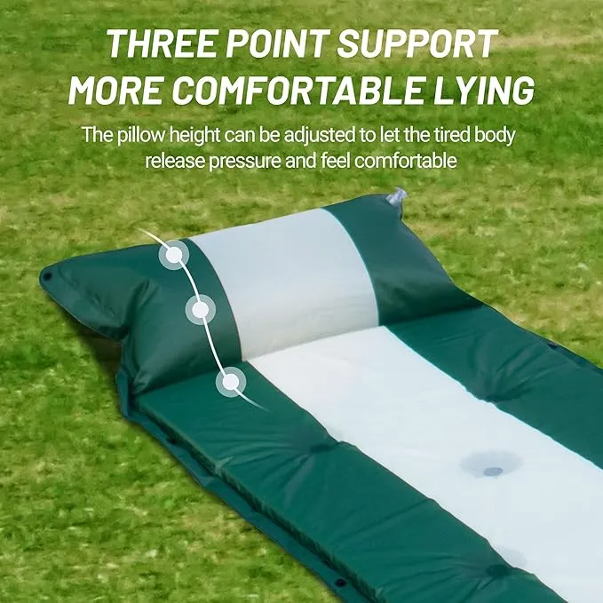 Inflatable Camping Sleeping Mat Compact Camping Pad for Backpacking Hiking Lightweight Sleep Pad Camping Air Mattress with Pillow Foam Sleeping Mat