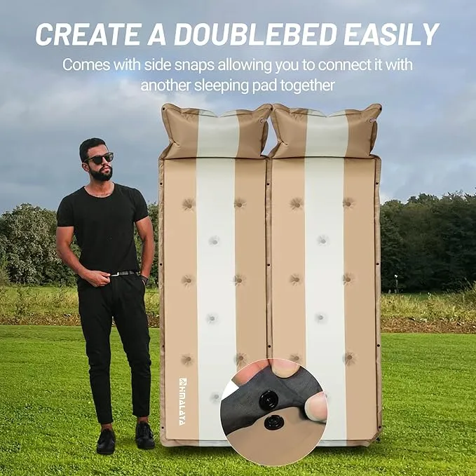 Inflatable Camping Sleeping Mat Compact Camping Pad for Backpacking Hiking Lightweight Sleep Pad Camping Air Mattress with Pillow Foam Sleeping Mat