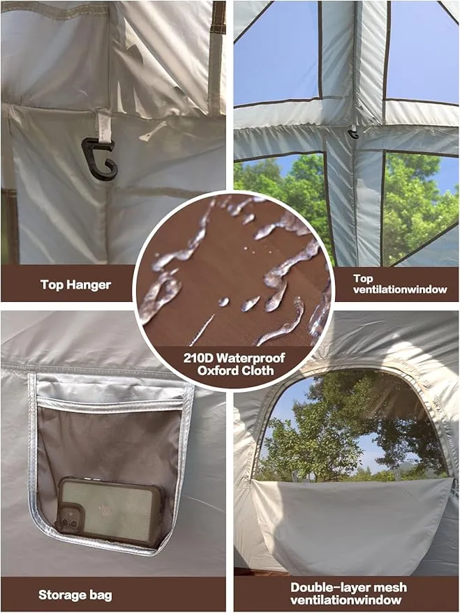 Inflatable Camping Tent with Waterproof Canopy, Cabin Tent, 4-6 Person Glamping Tents Sun Shelter,Easy Setup Outdoor Oxford Tents, Inflatable House Tent with Mosquito Screen,4 Season Air Tent