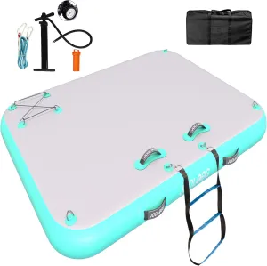Inflatable Floating Dock Mat,6 inches Thick Inflatable Stable Platform Raft with Storage Bag None-Slip Surface for Lake Beach Pool