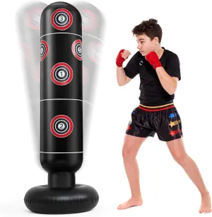 Inflatable Punching Bag, 65 Inch Stable Inflatable Boxing Bag, Stand Kids Punching Bag Toy for Boys & Girls Age 5-12, Boxing Set for Practicing Karate, Taekwondo, MMA
