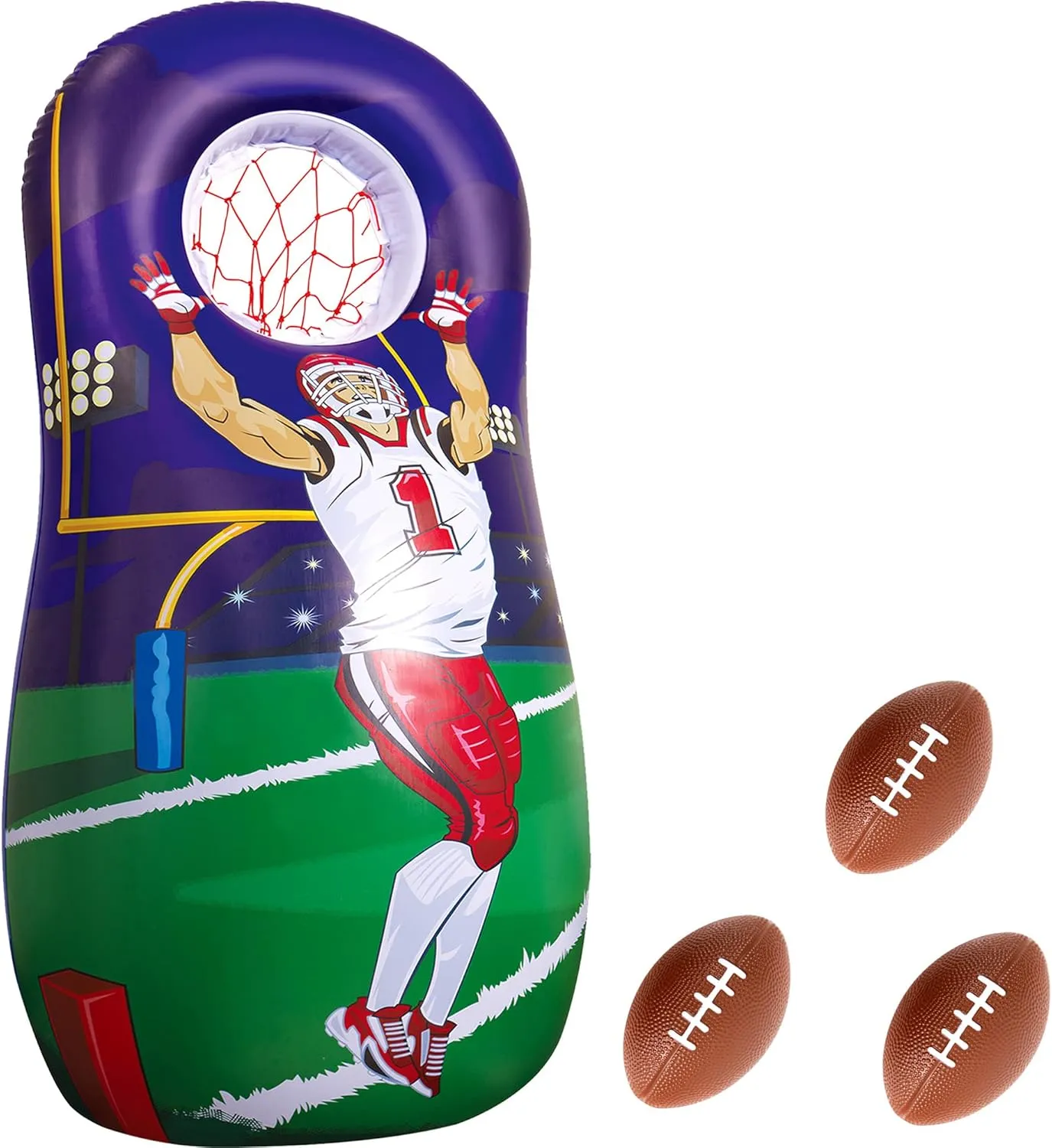 Inflatable Quarterback Football Target Toss Party Game, Sports Toys and Gifts for Kids Boys Girls and Family
