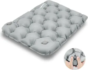 Inflatable Seat Cushion, Lightweight Camping Air Sitting Pad with Repair Cloths, Waterproof Air Seat Cushion, Portable Push-Press Seat Cushion for Airplane Travel Hiking Office Stadium Seat