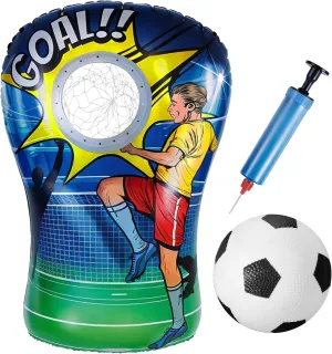 Inflatable Soccer Toss Target Set Soccer Challenge Outdoor Games Backyard Toss Goal Game for Kids Boys Girls and Family Favor