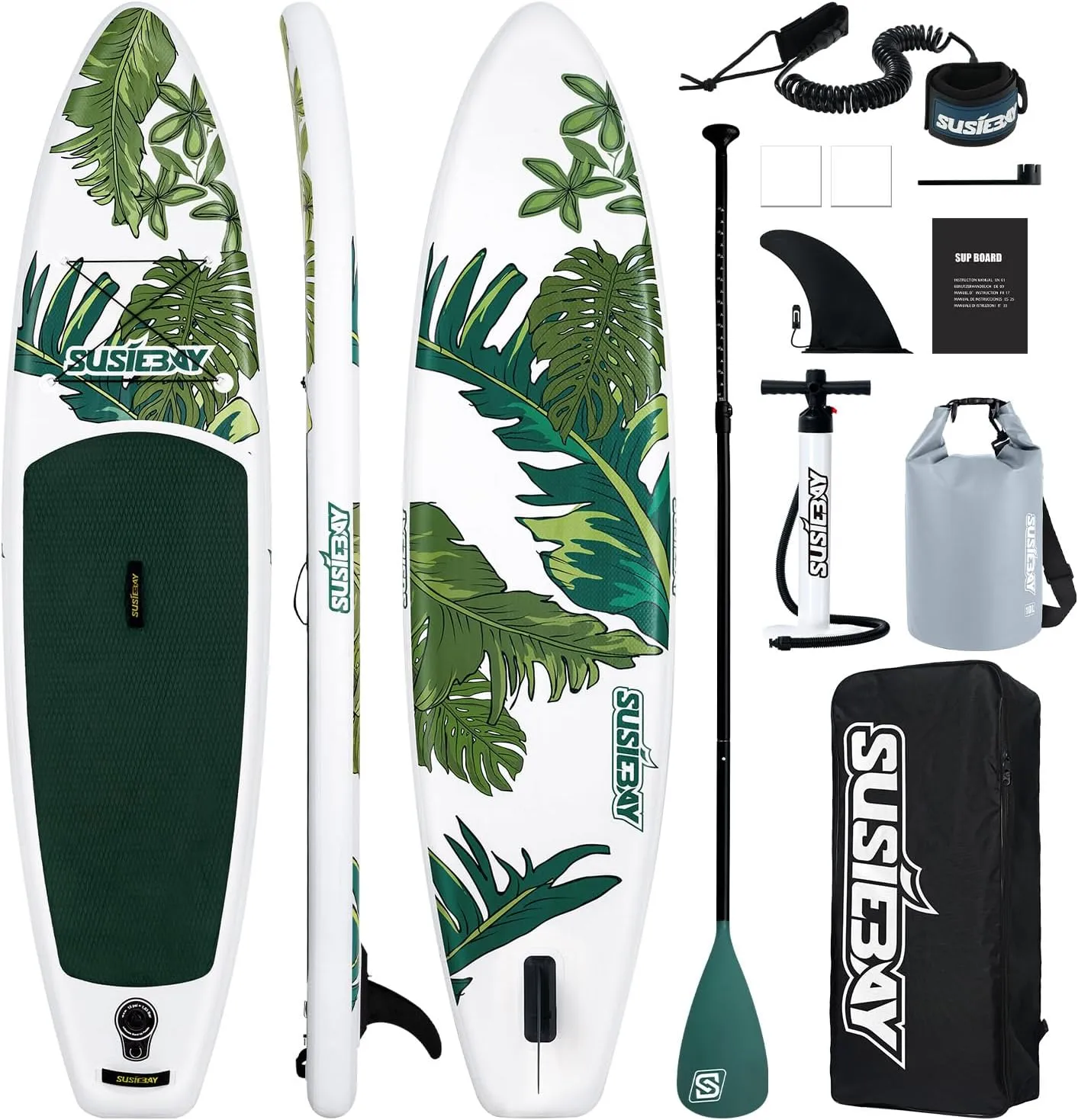 Inflatable Stand Up Paddle Board, 11ft Paddle Board for Adults & Youth, Durable SUP Accessories with Non-Slip Deck, Dual Hand Pump,10L Dry Bag,108L Backpack