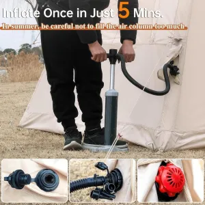 Inflatable Tent with Pump - 4-6 Person, 4 - Season, 12- Window Tent