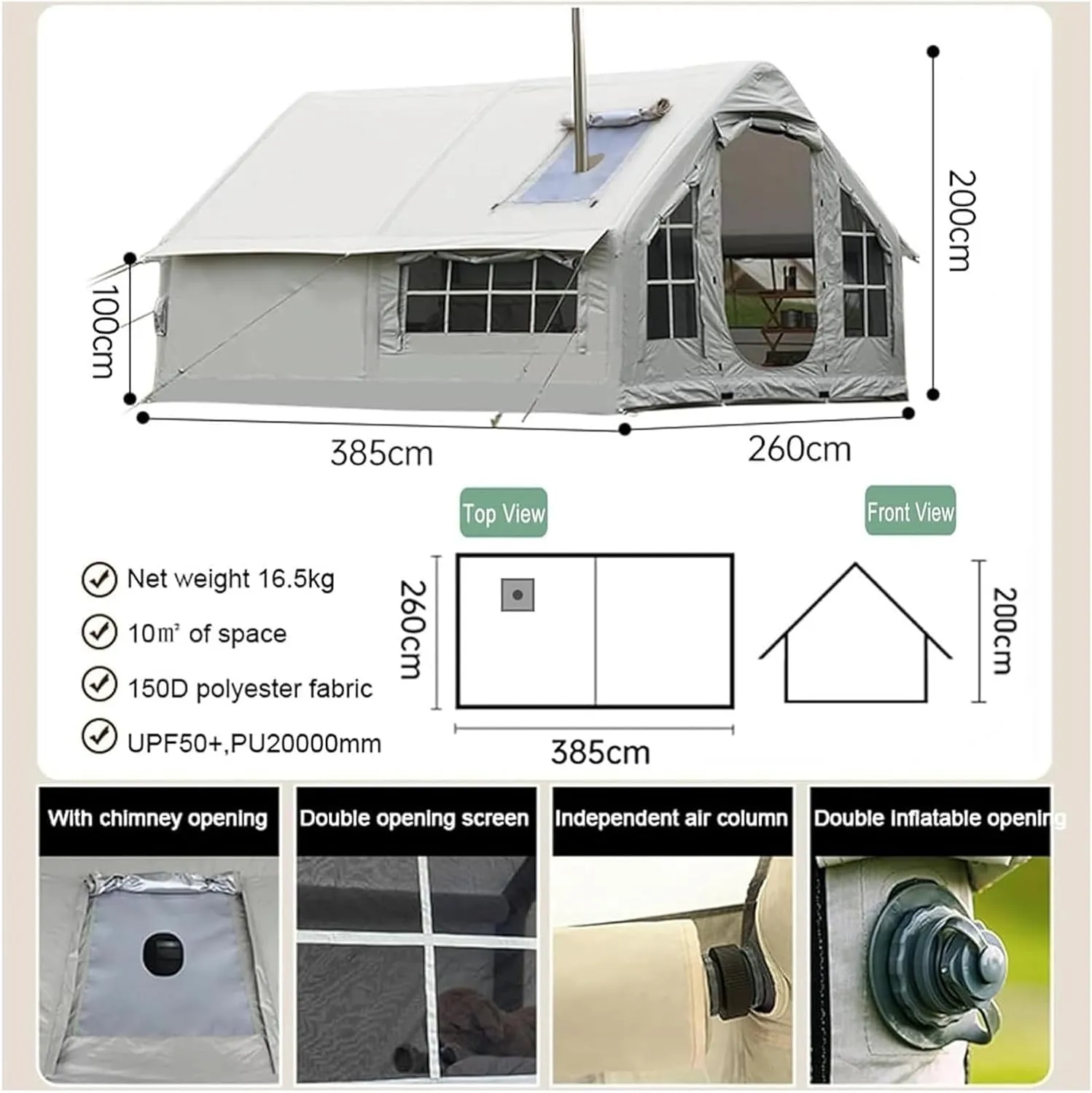 Inflatable Tents for Camping,Blow Up Tent, Inflatable Camping Tent for 2-8 Persons 4-Season Inflatable Tent Glamping Outdoor Air Blow Up Tent(Grey1)