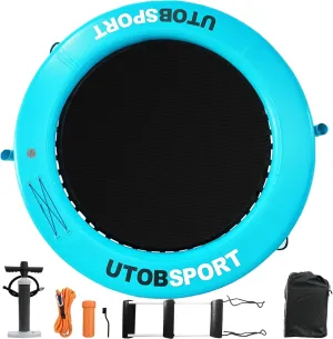 Inflatable Water Hammock Floating Dock 8x8 FT Water Floating Island Raft for Lake Boat Pool Ocean | Adults Kids Dogs, with W/Cupholder & Pump