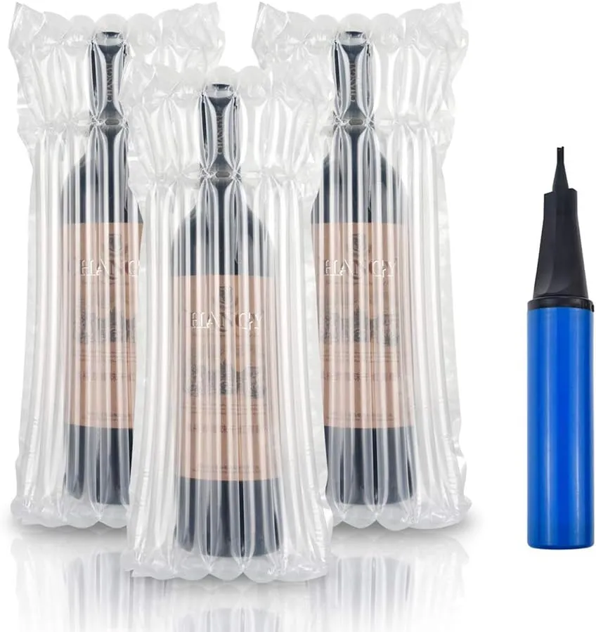 Inflatable Wine Travel Bags 50 Packs Bottle Protector with Bump Bubble Cushion Wrap Air Column Cushion Sleeve Wine Protection for Shipping Luggage Airline LIVEBAY
