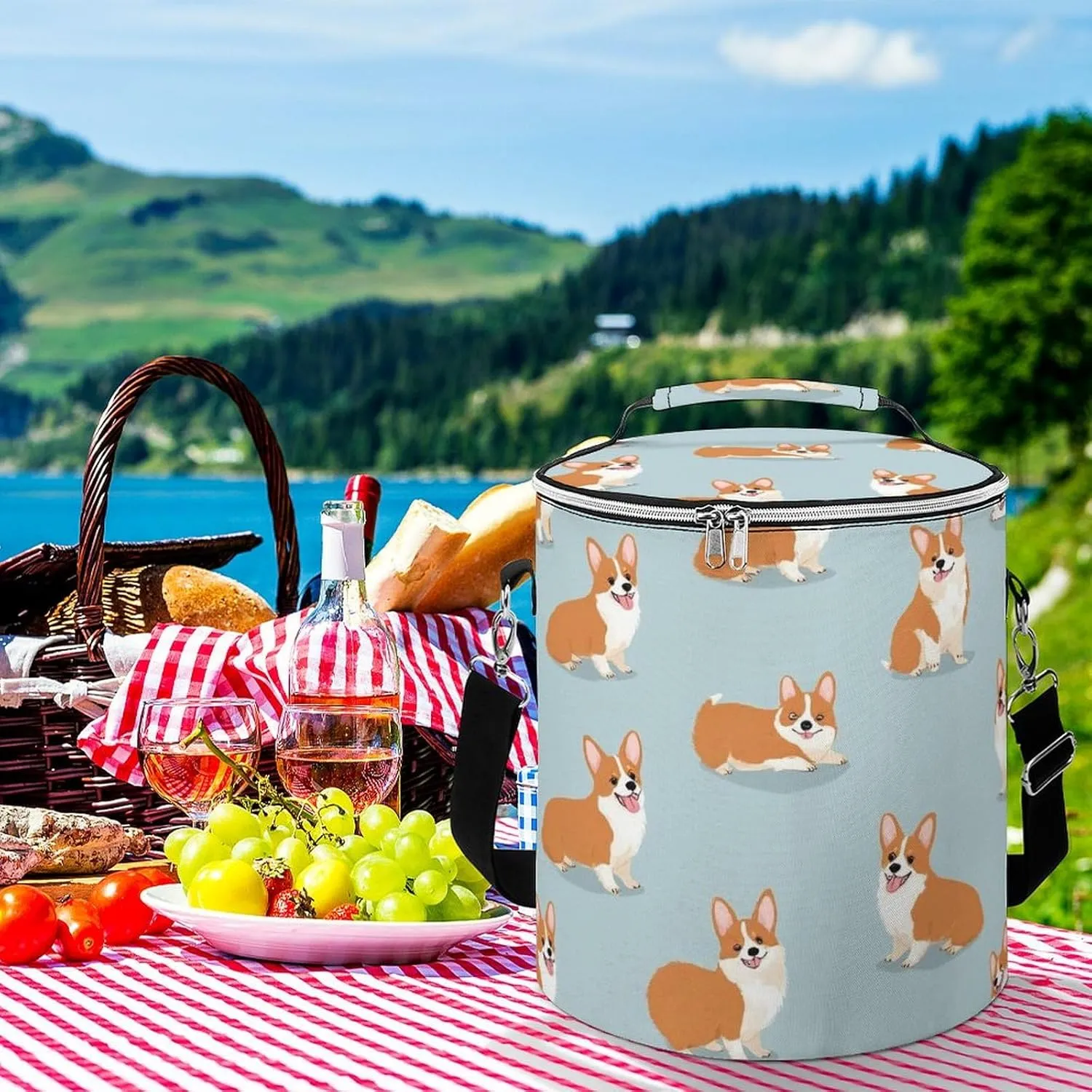 Insulated Cooler Bag with Zippered Top and Adjustable Shoulder Straps for Adults